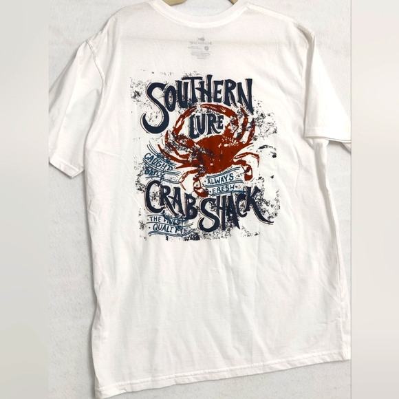 Southern Lure Mens Size Large TShirt Crab Shack Graphic White - Picture 2 of 6